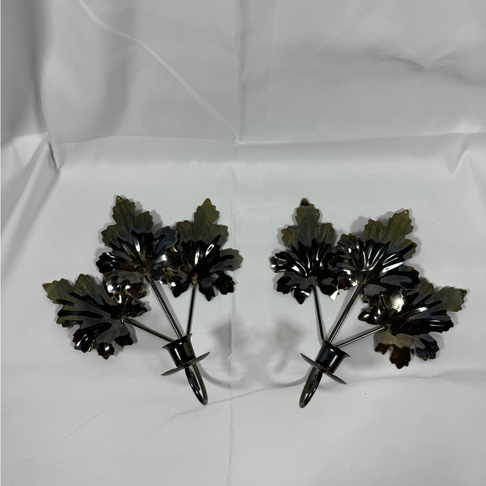 MCM Gold/Brass Leaf Candle Holders‎